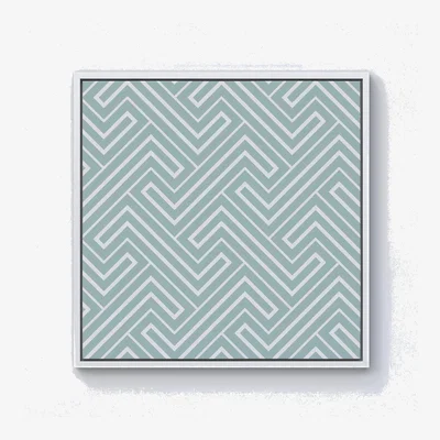 The Range Geometric Modern Ornment Canvas Print - Green / 76.2cm / White Frame