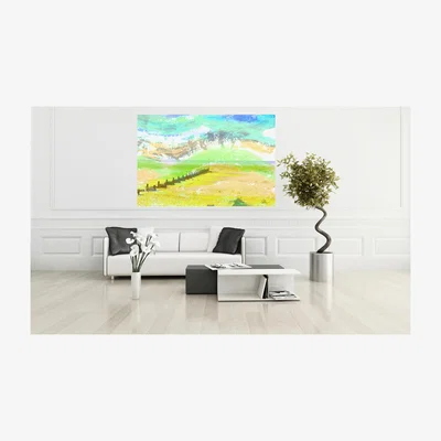 The Range Yellow Beach Graphic Art Wrapped on Canvas - Yellow / 46cm
