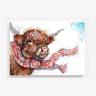 The Range Windy Highland Cow Art Canvas - Brown / 30cm