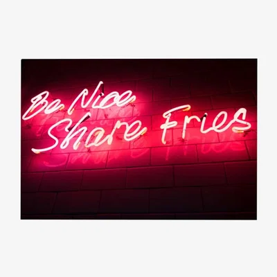 Rockett St George Unframed Be Nice Share Fries Neon Art Print