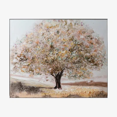The Range Muted Pastel Tree Embellished Wall Art - Natural