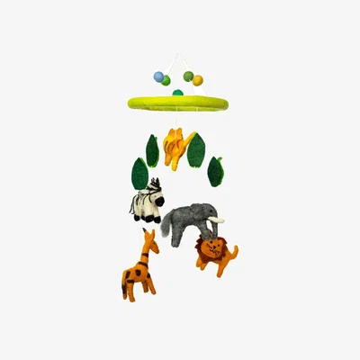The Range Handmade Felt Safari Mobile for Nurseries  Playrooms - Jungle Animal Decor - Multi