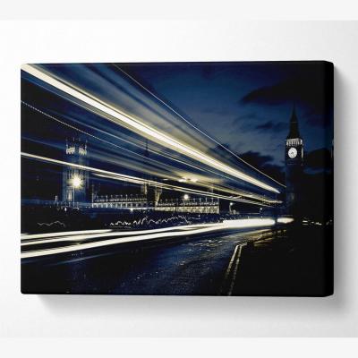 The Range London Blue Nights Canvas Print Wall Art - Yellow / 35.56cm
