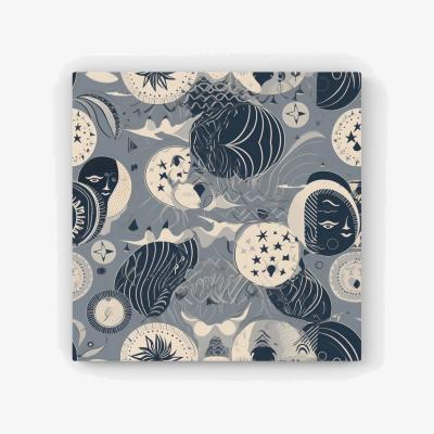 The Range Abstract Moon and Stars HD Metal Print - Grey / 30cm