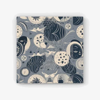 The Range Abstract Moon and Stars HD Metal Print - Grey / 30cm