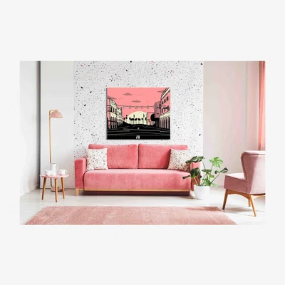 The Range 'Venice Beach Sun Pink' Graphic Art on Canvas - Pink / 101cm / 77cm