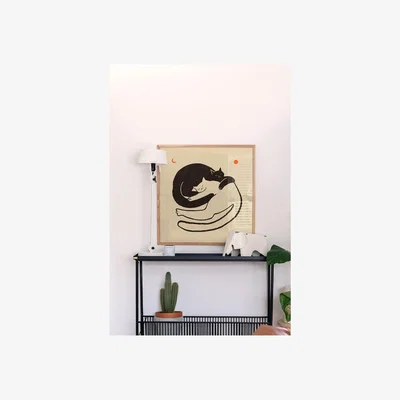 Rockett St George Black & White Cat Cuddle Art Print - Unframed
