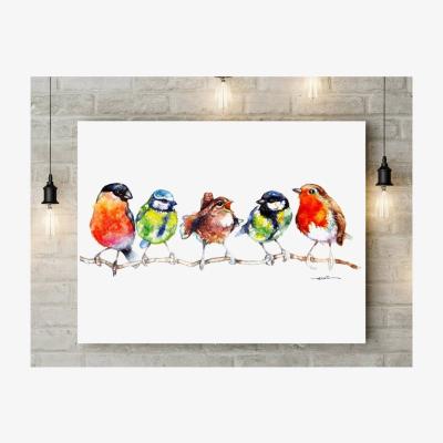 The Range Birds in a Row Canvas - Red / 40cm