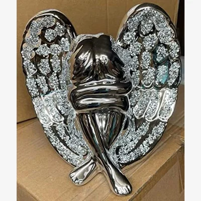 The Range Crushed Diamond Sad Angel Ornament - Silver