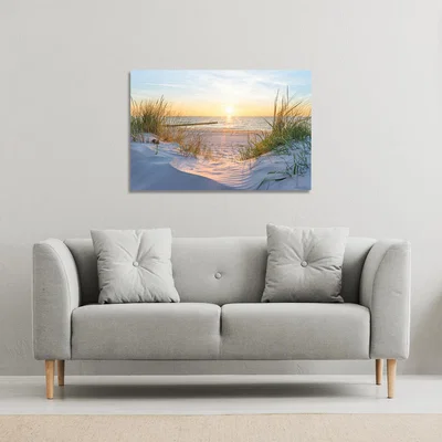 The Range Sunset at the Baltic Sea Beach Canvas Print - Yellow / 61cm / 41cm