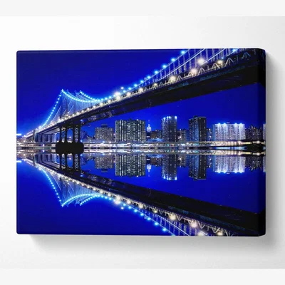 The Range Blue Ice Bridge Canvas Print Wall Art - Yellow / 35.56cm