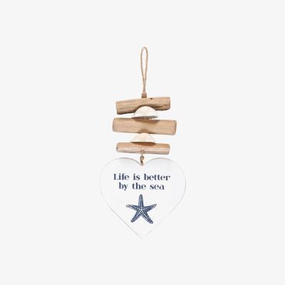 The Range Beach Vibes Driftwood Heart Sign Life is Better by the Sea - White