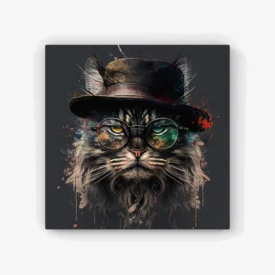 The Range Maine Coon Cat With GlassesSplashart HD Metal Print - Neutral / 56cm