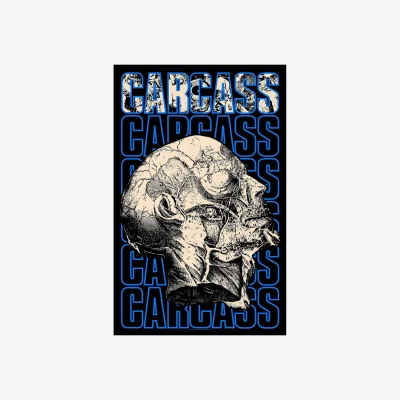 The Range Carcass Necro Head Textile Poster - Black/Blue/White