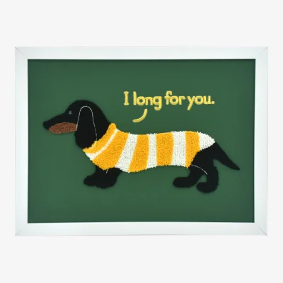 The Range Long For You Dachshund Tufted Wall Art - Green