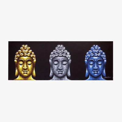 The Range Buddha Painting Three Heads MultiColor - Multicolor