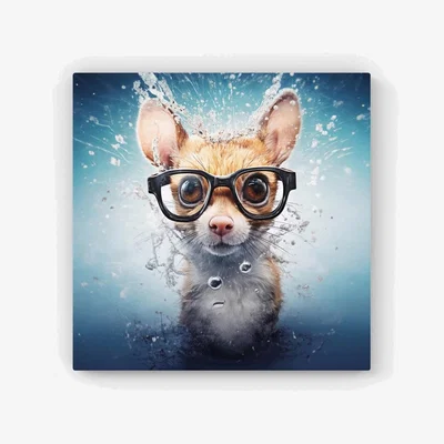 The Range Splashart Doormouse With Glasses HD Metal Print - Blue / 40cm