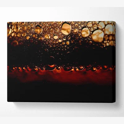 The Range Black Beer Bubbles Canvas Print Wall Art - Yellow / 101.6cm
