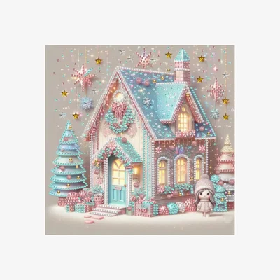 The Range Pastel Coloured Christmas Cottage Diamond Painting Kit - Multi