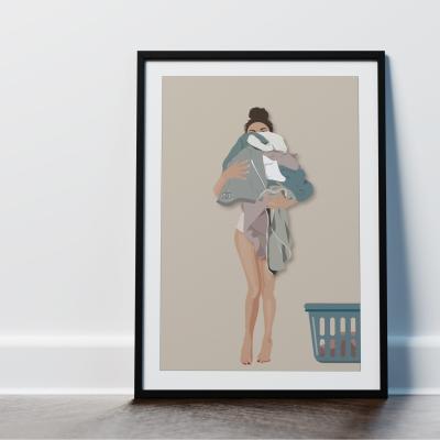 The Range Laundry Room Laundry Pile Framed Art Print - Neutral