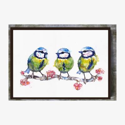The Range Three Little Blue Tits Framed Wall Art - Yellow