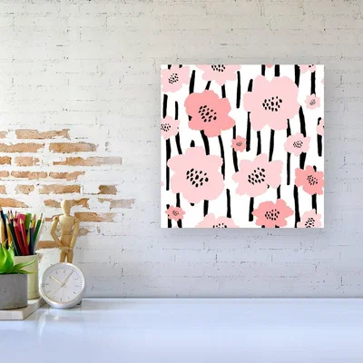 The Range Pastel Pink Flowers Canvas Print - Pink / Large