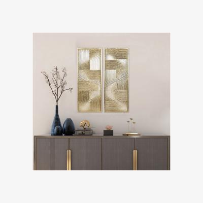 The Range Set of 2 Abstract Metallic Gold Art - Gold