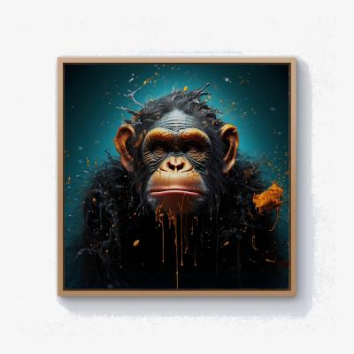 The Range Monkey Face Splashart Blue  Canvas Print - Blue / 76.2cm / Pine Frame