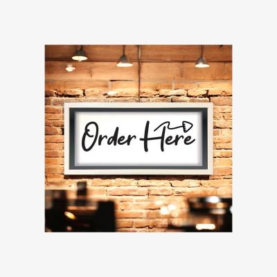 The Range Wall Art Framed Print Order Here Sign - White