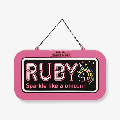The Range Ruby Pre-personalised Light-Up Neon Bedroom Sign - Pink