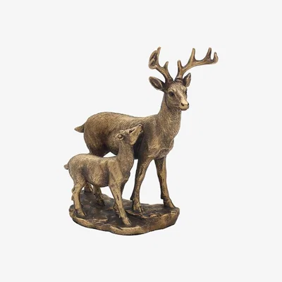 The Range Bronze Reflections Deer And Fawn Ornament  - Bronze