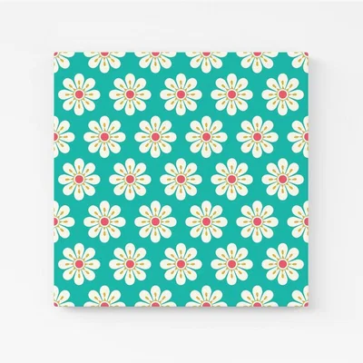 The Range Daisy Pattern Canvas Print - Green / Small