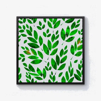 The Range Watercolor Abstract Leaves Canvas Print - Green / 101.6cm / Black Frame