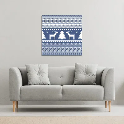 The Range Knitted Ornamental Pattern Gallery Canvas - Blue / 77cm