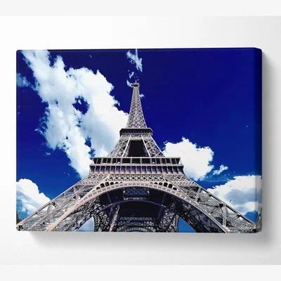 The Range Eiffel Tower Bottom Up View Canvas Print Wall Art - Yellow / 81.28cm
