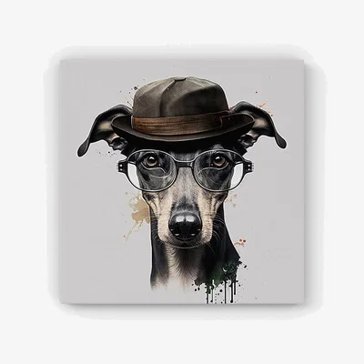 The Range Whippet Dog Splashart HD Metal Print - Neutral / 30cm