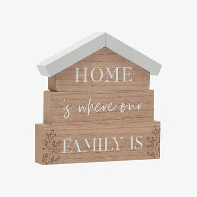 The Range House Mantel Plaque - Home Is Where Family 20cm - Brown