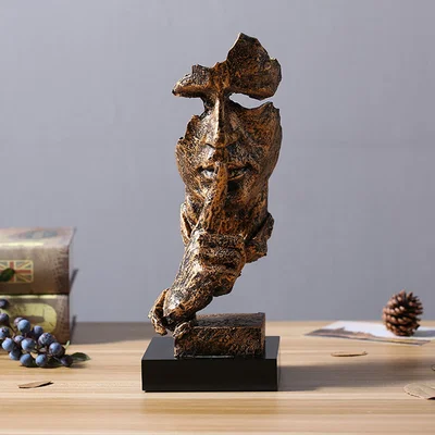 The Range Silence Face Figurine Sculpture - Bronze