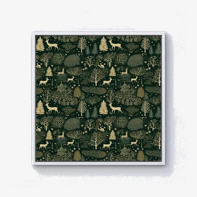 The Range Green Christmas Woodlands Canvas Print - Green / 101.6cm / White Frame