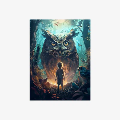 The Range Owl and Boy Metal Wall Art - Silver / 250g