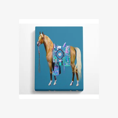 The Range Brown Horse With Colourful Gown Canvas Print - Black / 66.04cm