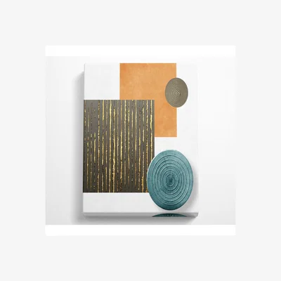 The Range Coloured Shapes With Gold Canvas Print - Black / 66.04cm
