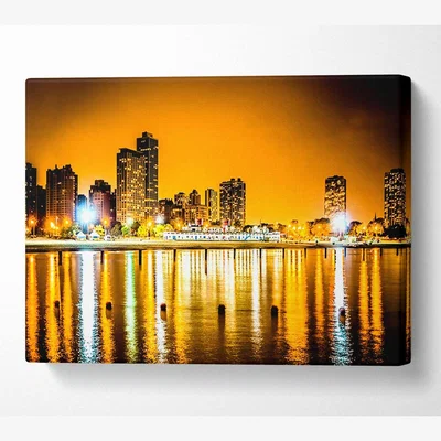The Range Golden City Waters Canvas Print Wall Art - Yellow / 101.6cm
