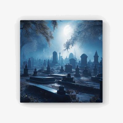 The Range A Moonlit Graveyard HD Metal Print - Blue / 56cm