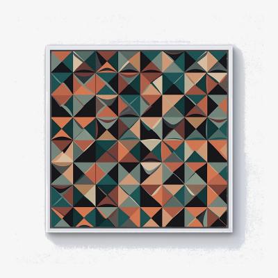 The Range Geometric Print Pattern Canvas Print - Green / 25.4cm / White Frame