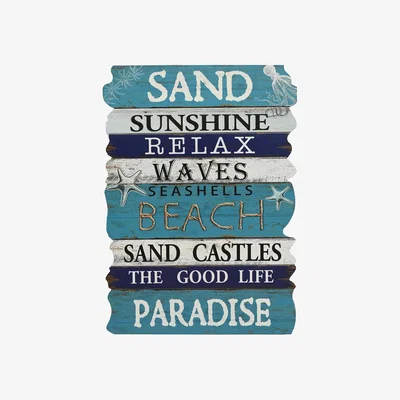 The Range Paradise Life Distressed Wooden Sign - Blue