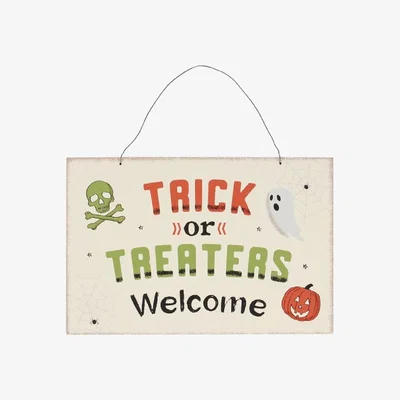 The Range Trick or Treaters Welcome Hanging Sign - White