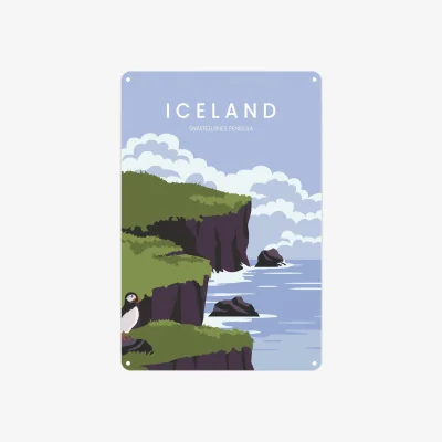 The Range Destination Art Portrait Metal Wall Plaque - Home Décor Gift - Cannes - Iceland