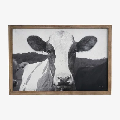 The Range Friesian Cow Textured Framed Print - Black and White