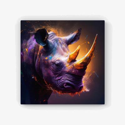 The Range Golden Rhino Face Splashart HD Metal Print - Grey / 30cm